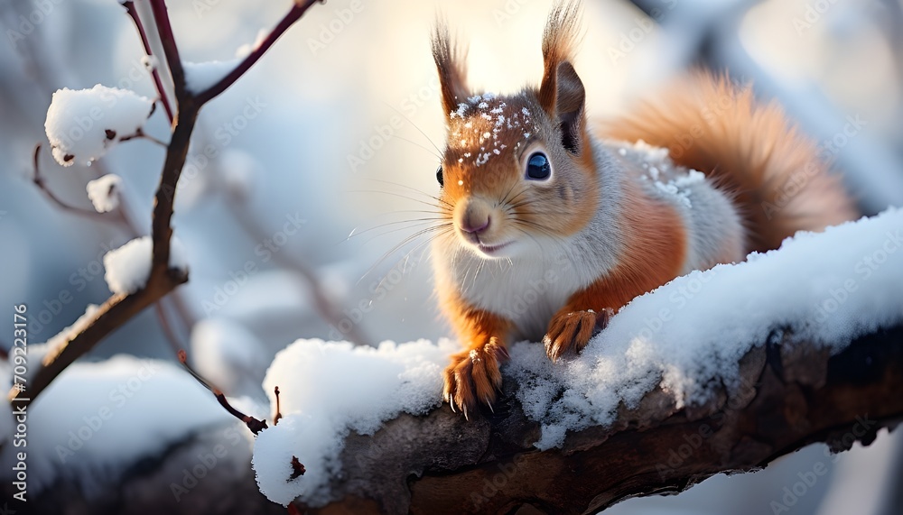 red squirrel in the snow. squirrel on a tree. squirrel on snowy branch in winter landscape during winter time. cold weather. wildlife in snow. Sciuridae. squirrel. orange squirrel red squirrel in the snow. squirrel on a tree. squirrel on snowy branch in winter landscape during winter time. cold weather. wildlife in snow. Sciuridae. squirrel. orange squirrel