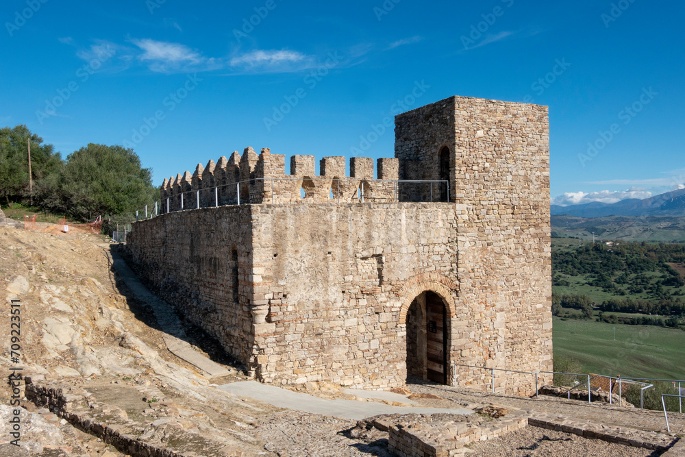 View of the castle of Jimena de la Frontera, a pretty town in the province of Cadiz, in Andalusia, Spain