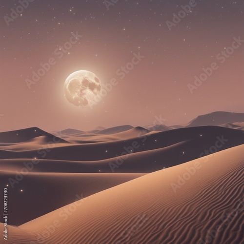 Moonlit Desert: Lunar Beams & Dreamy Abstract