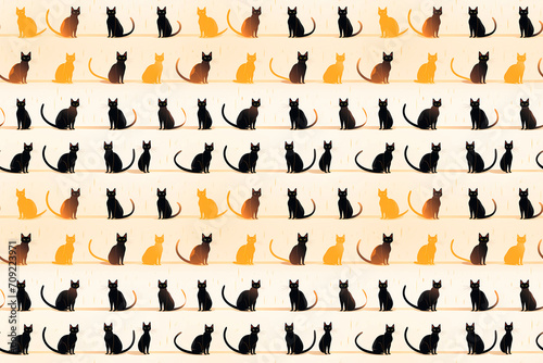 black and yellow cat seamless background