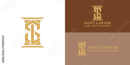 Abstract initial letter SL or LS logo in gold color isolated in white background applied for law firm logo also suitable for the brands or companies have initial name LS or SL.