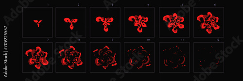 Firework burst animation . Sprite sheet of firework effect animation for games, cartoon or animation. Vector