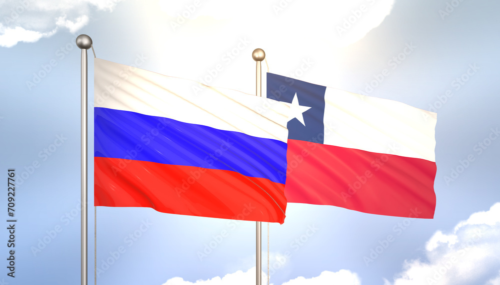 Russia and Chile Flag Together A Concept of Realations Russia and Chile Flag Together A Concept of Realations