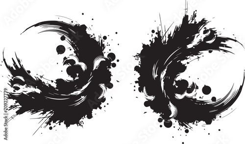 Hand drawn circle shape. label, logo design element. Brush abstract wave. Black enso zen symbol. Vector illustration. Object