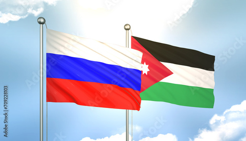 Russia and Jordan Flag Together A Concept of Realations