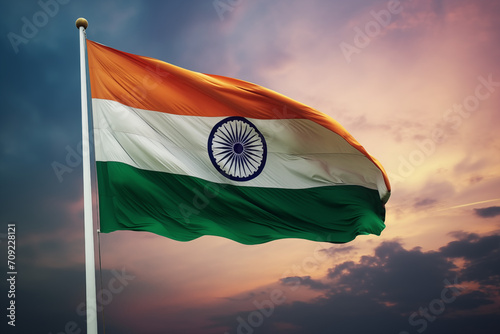 India flag. The country of India. The symbol of India. Country South Asia, capital New Delhi. Country South Asia, capital New Delhi. Official language Hindi. ​