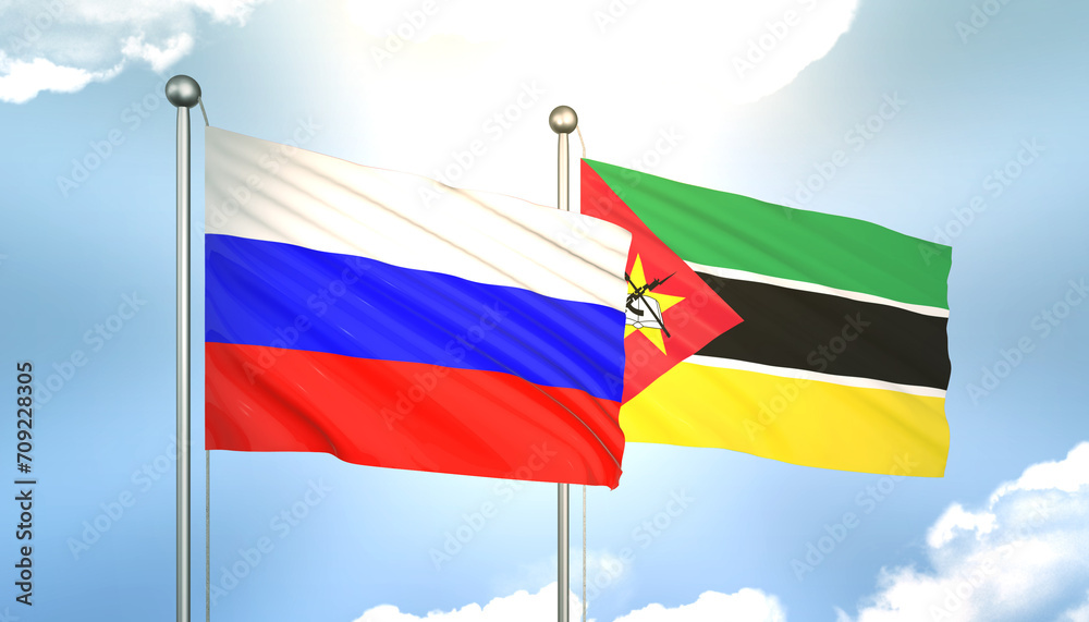 Russia and Mozambique Flag Together A Concept of Realations Russia and Mozambique Flag Together A Concept of Realations