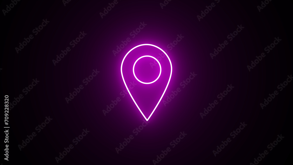 Neon map pin icon. Glowing neon marker sign. neon glowing Location pin, GPS navigator geotag locator mark of map, futuristic technology Neon map pin icon. Glowing neon marker sign. neon glowing Location pin, GPS navigator geotag locator mark of map, futuristic technology