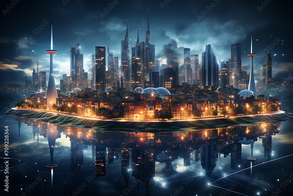 Fototapeta premium ecologically technological innovative city of the future