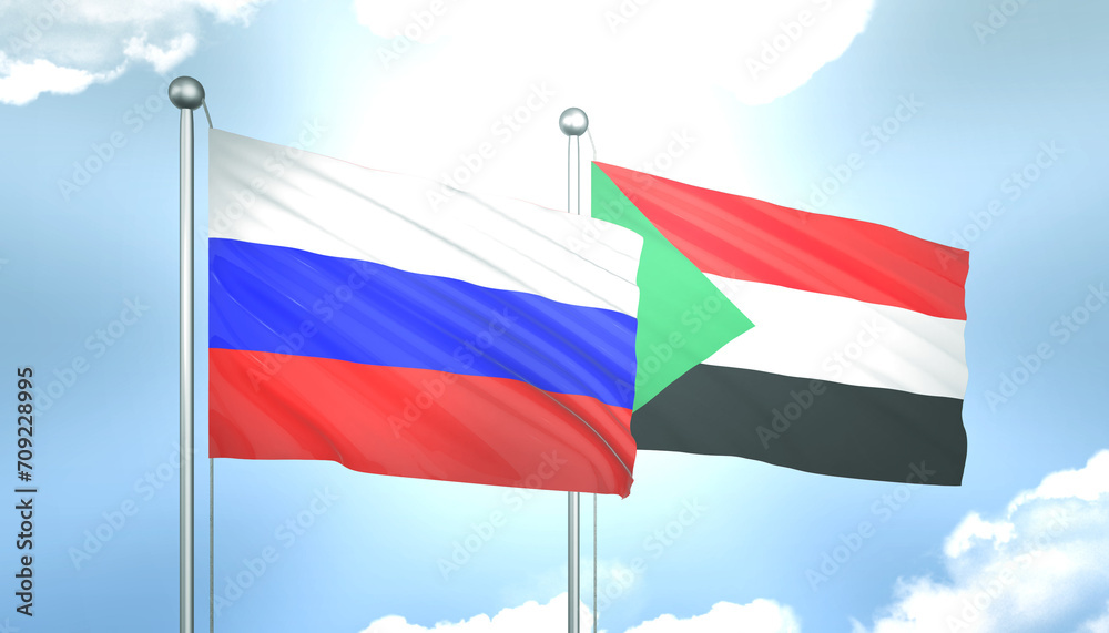 Russia and Sudan Flag Together A Concept of Realations