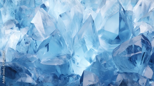 Crystal Ice Cave: Icy Blue and White Crystal Cave Patterns with Sharp, Jagged Crystal Formations and Blurry Ice Patches