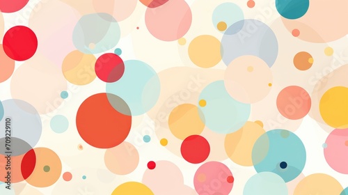 Abstract Polka Dots: Playful Overlapping Polka Dots in Various Colors and Sizes on Light Background