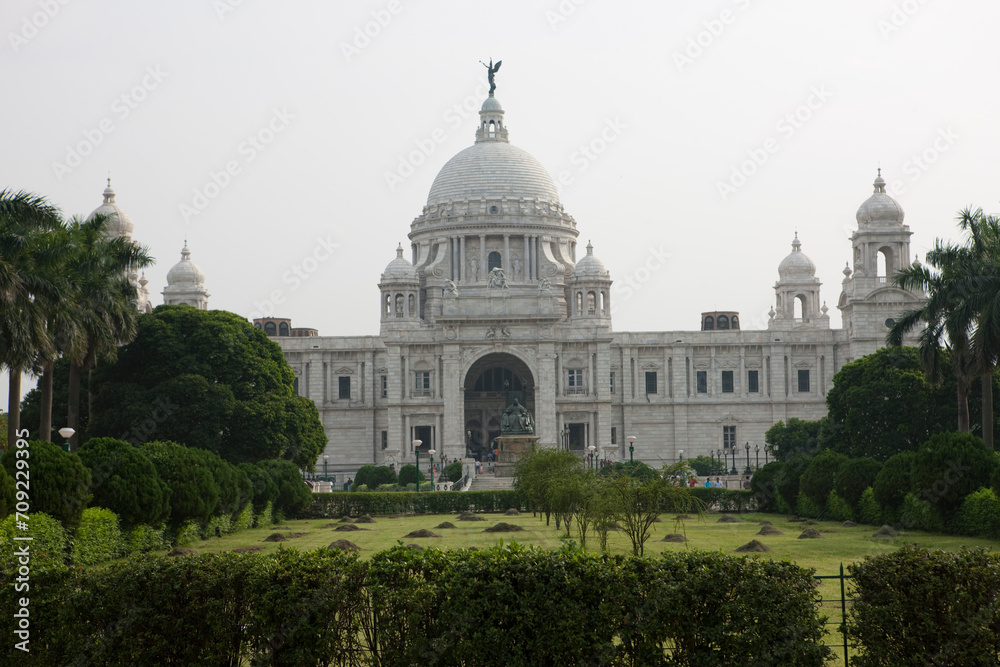 India Kolkata Victoria memorial on a cloudy winter day