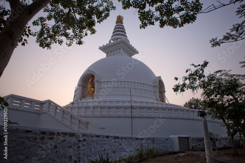 India Bodhgaya Buddhist stupa on a sunny winter day