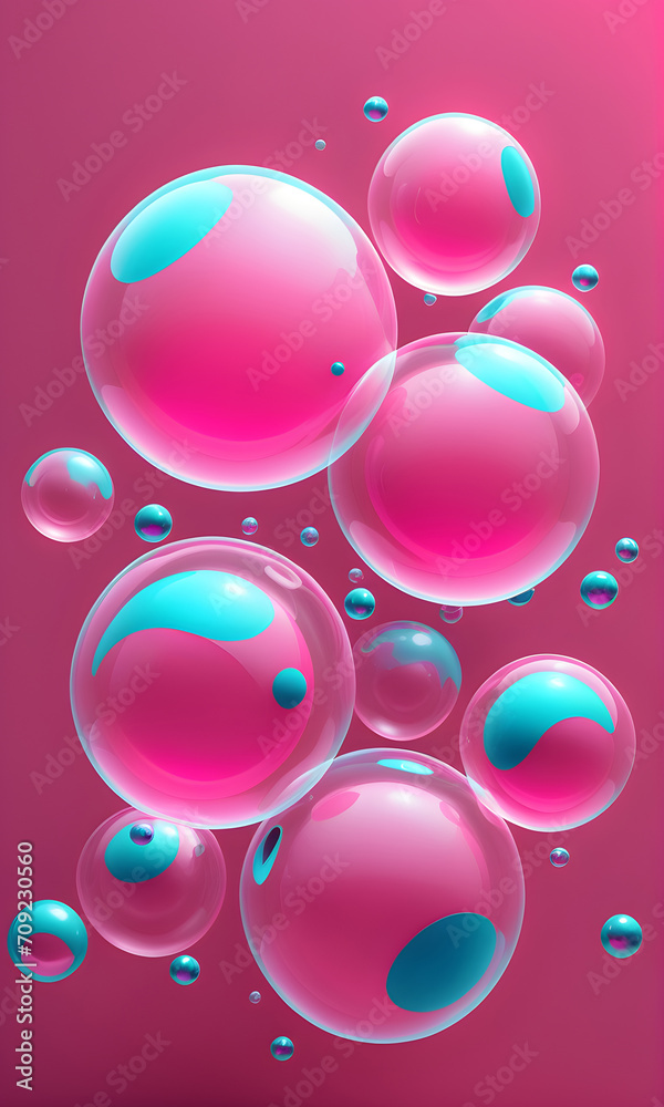 Bubble Gum Tricolour Bubbles Background Graphic Shiny Pink Blue Colors Pop Culture Modern Candy Wall Art Design Bubble Gum Tricolour Bubbles Background Graphic Shiny Pink Blue Colors Pop Culture Modern Candy Wall Art Design