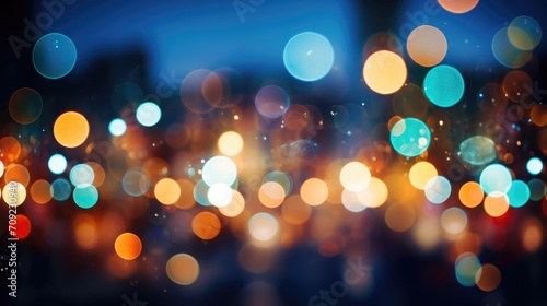 Bokeh City Lights: Soft Glowing Bokeh Effect with Out-of-Focus City Lights at Night in Various Colors and Sizes © TETIANA