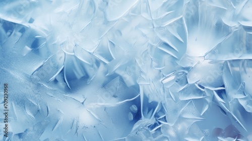 Glacial Ice Crystals: Intricate Translucent Blue and White Ice Crystals Close-Up with Geometric Patterns