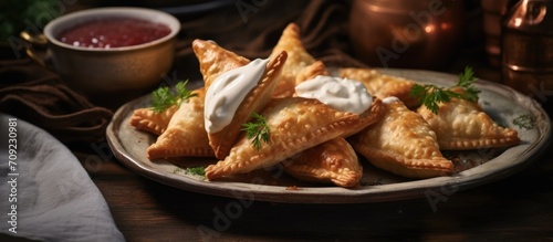 Crispy turnovers paired with mayonnaise