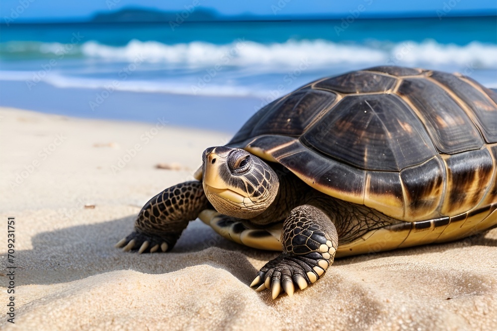 Big turtle on the sand, beautiful nature Big turtle on the sand, beautiful nature