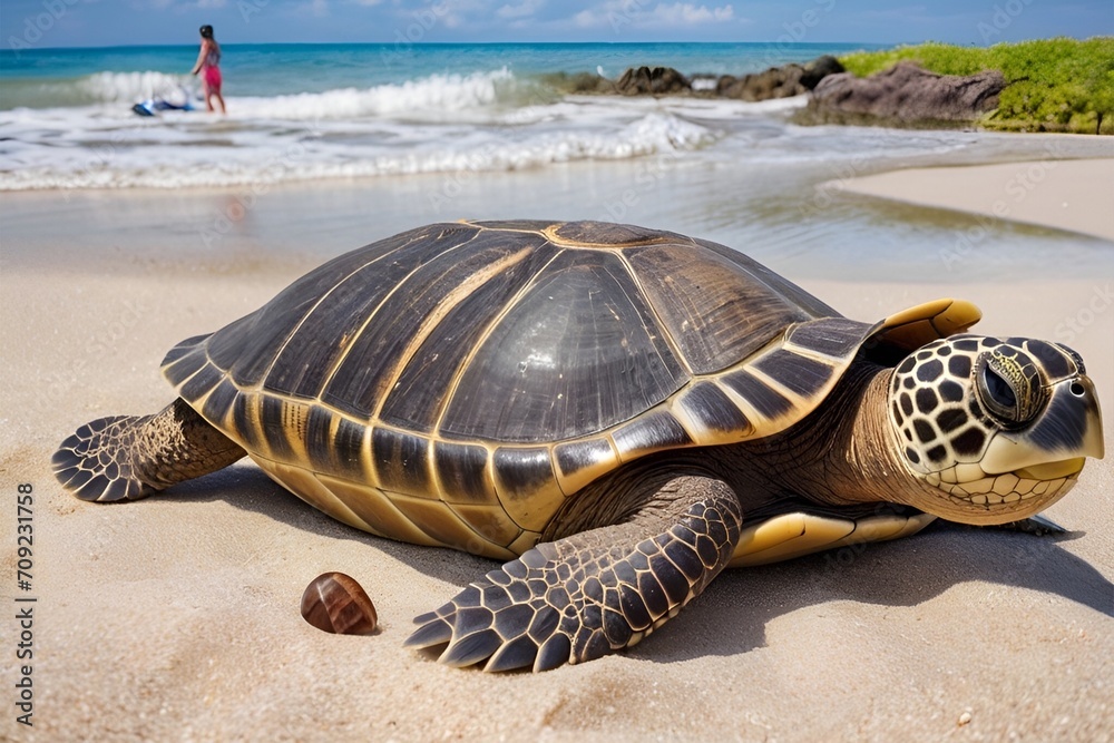 turtle on the beach, beautiful nature 
