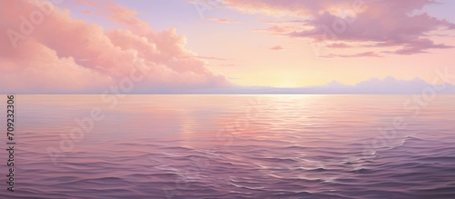 beautiful pink sunrise over sea © pector