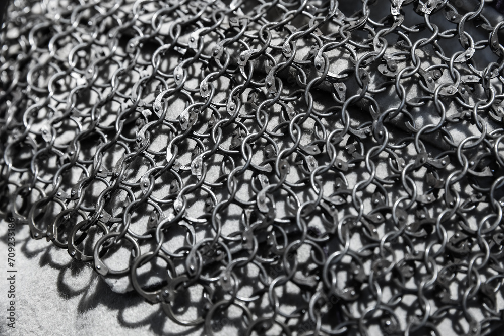 Medieval knight torso armor made of linked iron rings Medieval knight torso armor made of linked iron rings