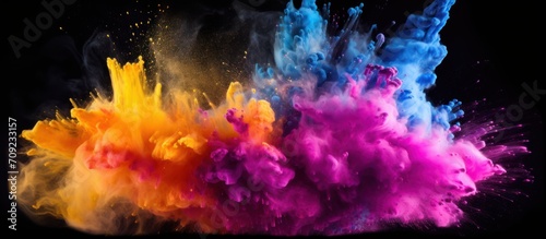 colorfull powder on black background