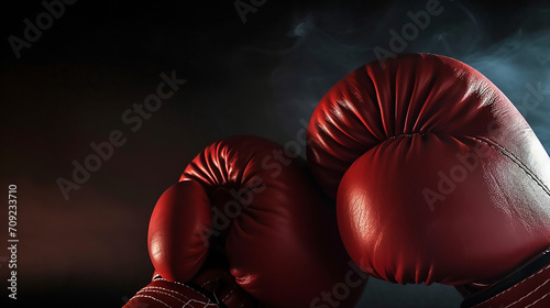 Wide poster of hot fighting boxing gloves © KJ Photo studio