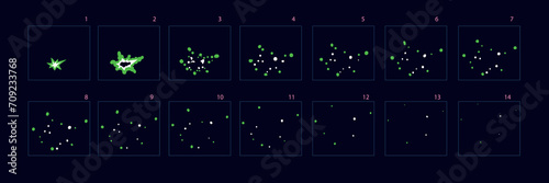Firework explored animation . Firework Sprite sheet for games, cartoon or animation. Set of frames animation. – Vector