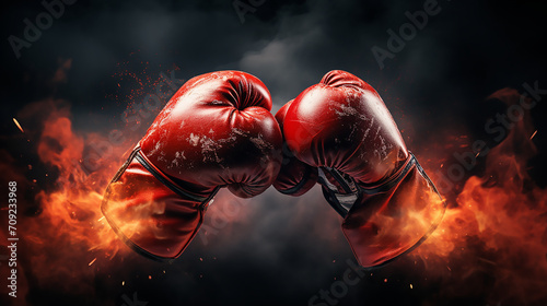 Wide poster of hot fighting boxing gloves