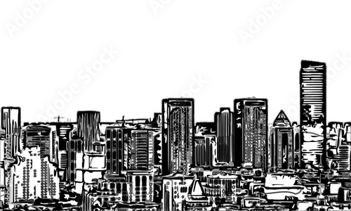 sketch of multi-storey buildings and building density in big cities with a transparent background