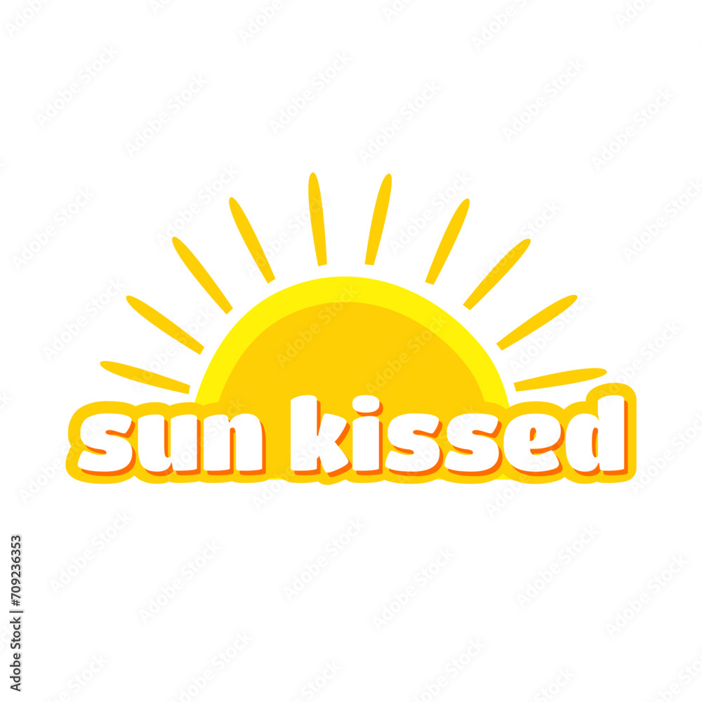 Fototapeta premium Sun kissed text summer icon label sign design vector