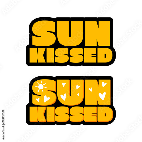 Sun kissed text summer icon label sign design vector