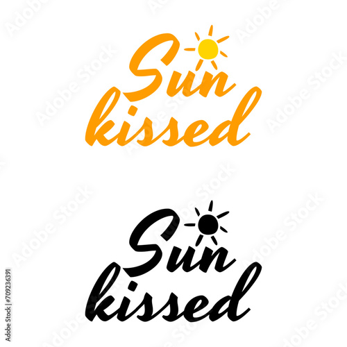 Sun kissed text summer icon label sign design vector
