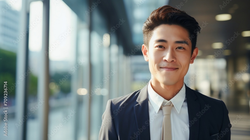 Portrait of handsome young asian businessman smiling at camera Portrait of handsome young asian businessman smiling at camera