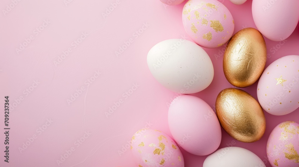 Easter Background, arranged eggs. AI Generative