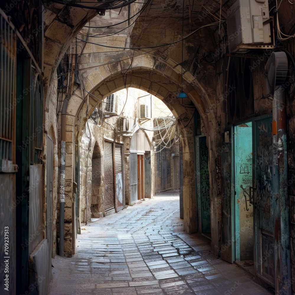 Jerusalem, Israel. Street view of old City. AI Generative
