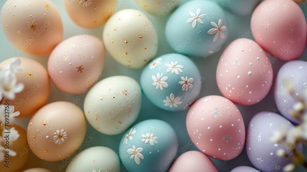 Easter Background, arranged eggs. AI Generative