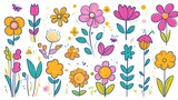 seamless pattern with colorful spring flowers 