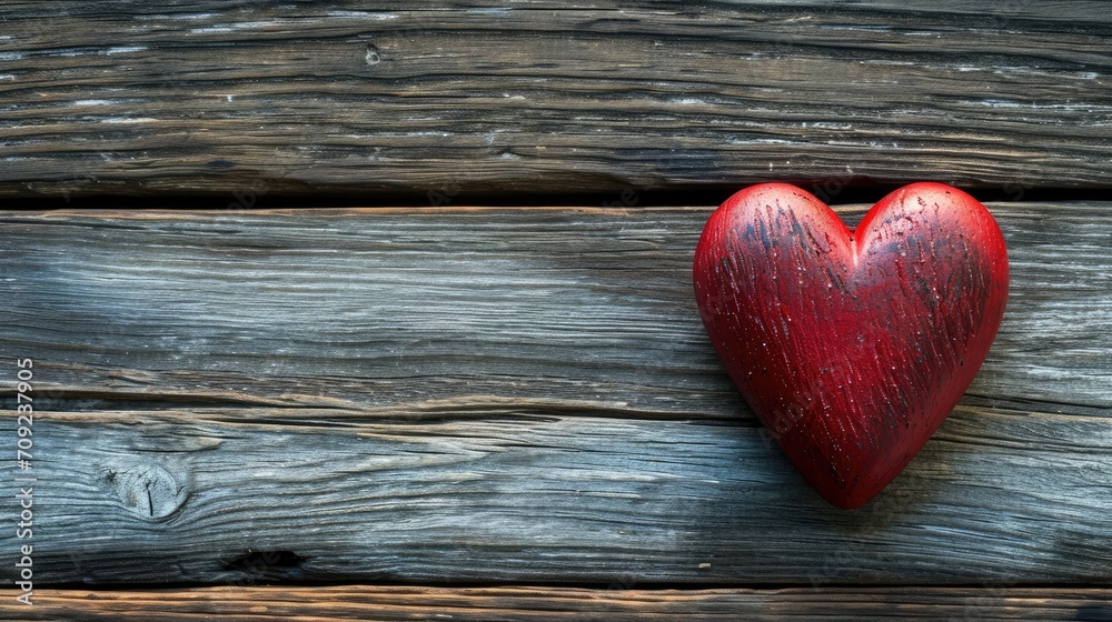 Valentines day wooden red heart on wood Valentines day wooden red heart on wood