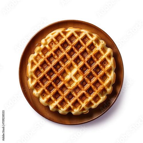 Belgian Waffles on ceramic plate isolated on a transparent background