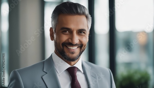 Happy middle aged muslim business man ceo entrepreneur, smiling mature professional executive manager