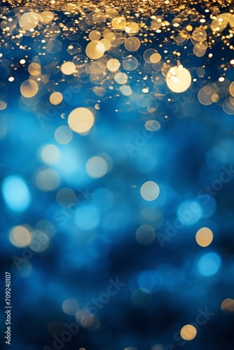 Blue and gold Abstract background and bokeh on New Year's Eve © Denis