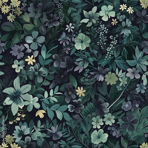 Green and Lavender Floral Pattern