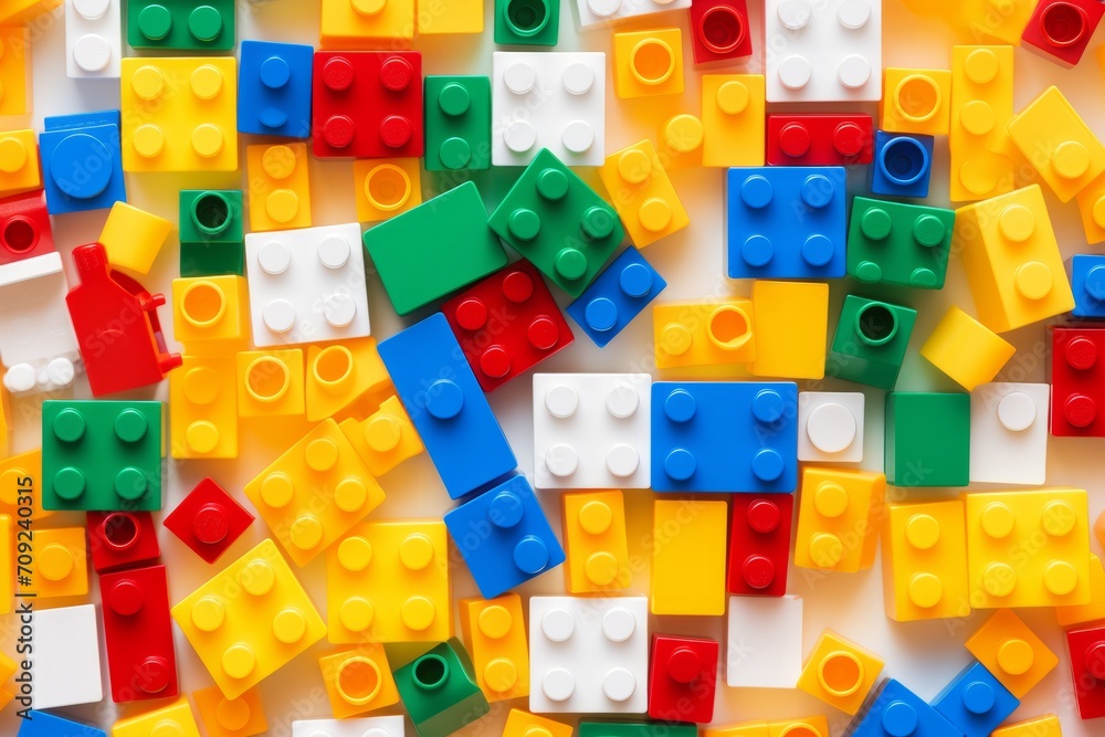 Close-up of flat lay of plastic toy block. Modern design background Close-up of flat lay of plastic toy block. Modern design background