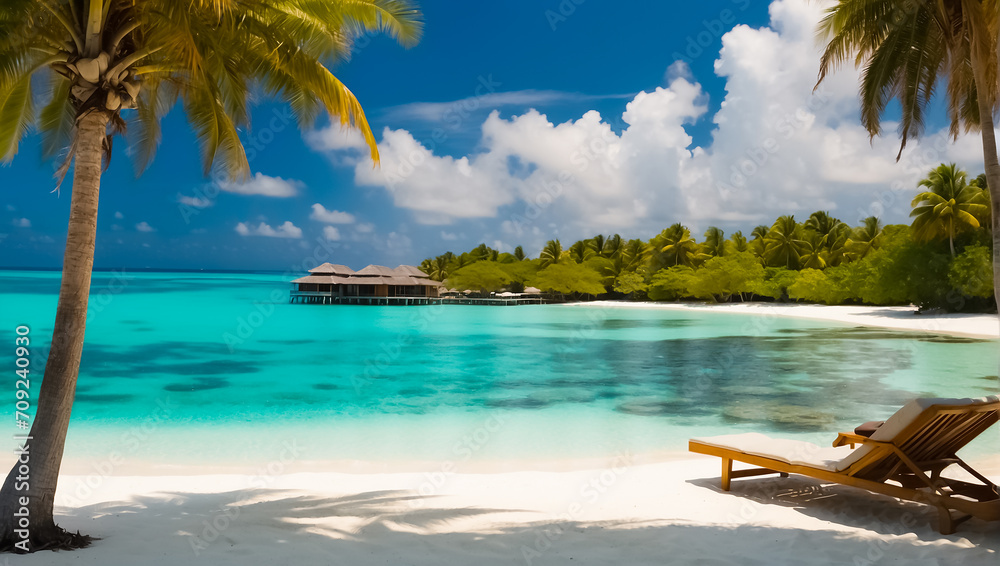 Beautiful beach on an island in the Maldives