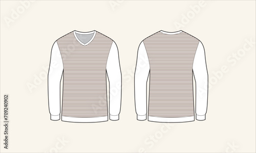 Two Color Stripe V-Neck Men's Sweater Sketch for Tach Pack