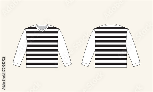 Two Color Stripe V-Neck Kid's Sweater Sketch for Tach Pack