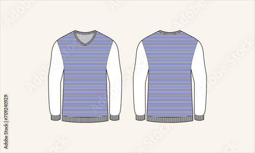 Two Color Stripe V-Neck Men's Sweater Sketch for Tach Pack