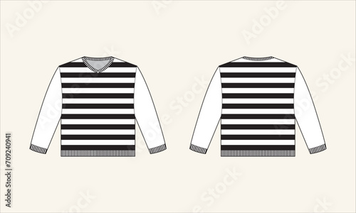 Two Color Stripe V-Neck Kid's Sweater Sketch for Tach Pack